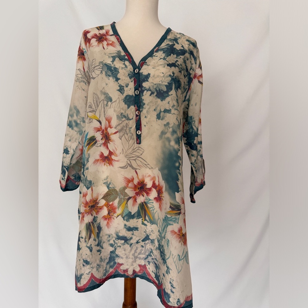 Johnny Was Silk Floral Tunic XS